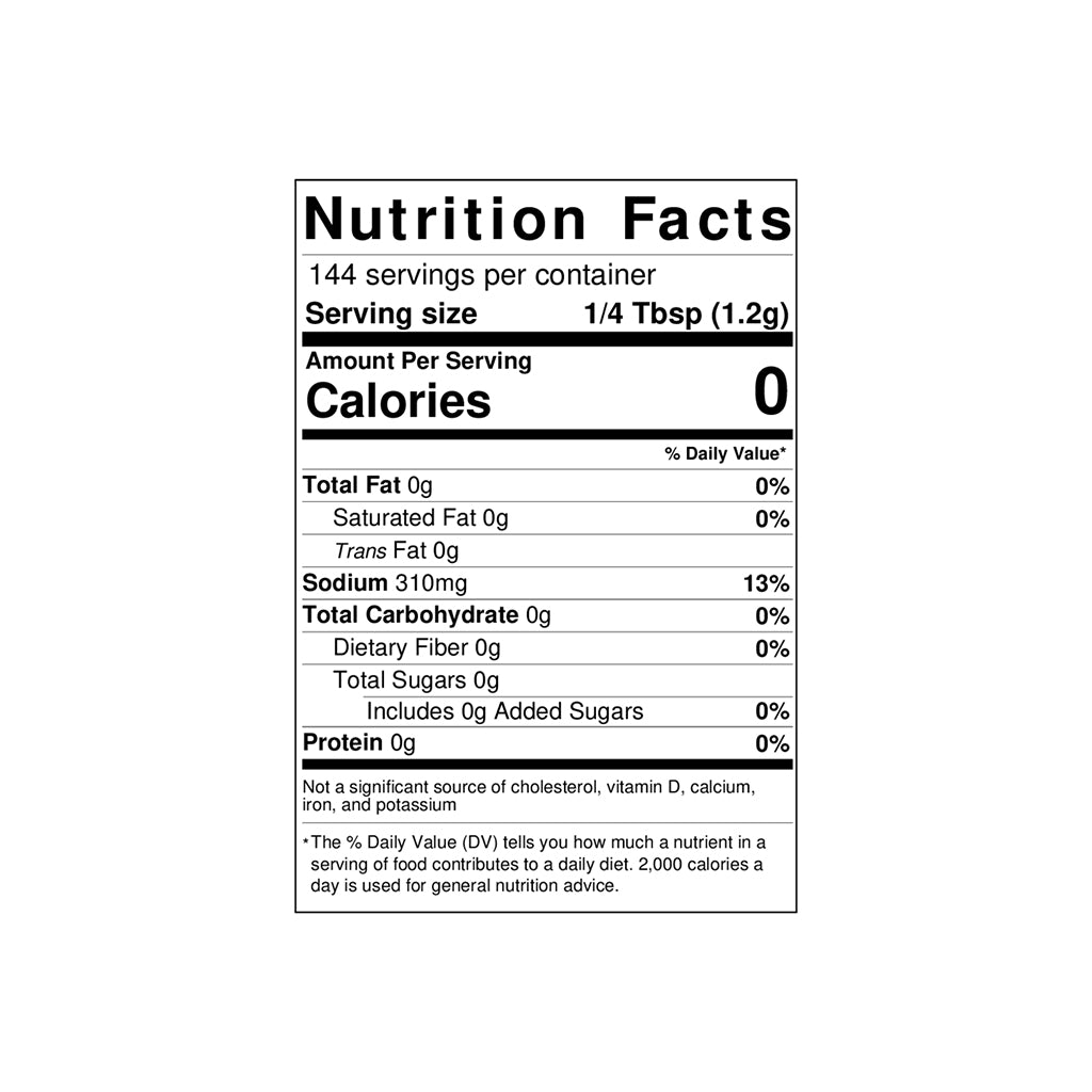 A nutrition label for Toomey's Seasoning.